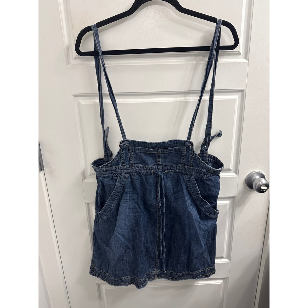 Pilcro and the Letterpress Denim Pinafore Dress Medium Wash Overall Skirt Size M